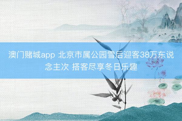 澳门赌城app 北京市属公园雪后迎客38万东说念主次 搭客尽享冬日乐趣