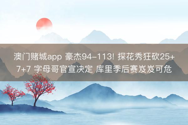 澳门赌城app 豪杰94-113! 探花秀狂砍25+7+7 字母哥官宣决定 库里季后赛岌岌可危